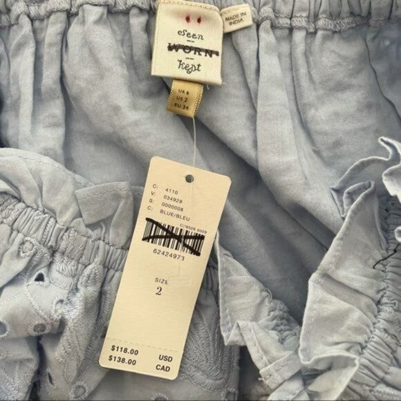 Anthropologie Jane Eyelet Lace Off Shoulder Top in Blue Size 2 NWT - Picture 11 of 13